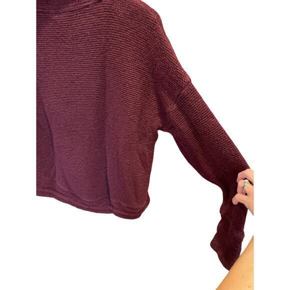 Sweaty Betty Women Small Cropped Pullover Knit Burgundy Textured Sweater Top - Picture 15 of 15